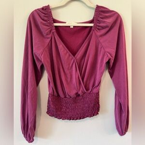 ✨NWOT✨ Dry Goods | Moa Moa | Women’s Long-Sleeve Smocked Top | Magenta | M